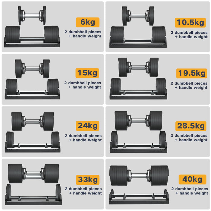 SNODE AD-6-40 KG Adjustable Dumbbell 1x40 kg (1 pc.)